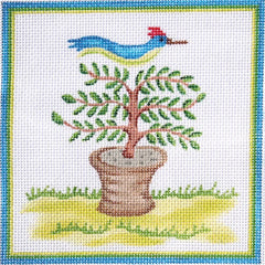 Kate Dickerson Needlepoint Collections Jilly Walsh Bird Topiary Insert Needlepoint Canvas - 5 Square