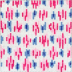 Kate Dickerson Needlepoint Collections Ikat Insert in Small Pink Dots Needlepoint Canvas - 3 Square