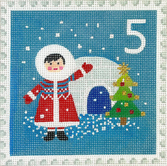 Kate Dickerson Needlepoint Collections Klara Hawkins Advent Stamp #5 Alaska Needlepoint Canvas