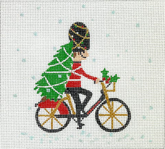 Kate Dickerson Needlepoint Collections Klara Hawkins London Christmas Guardsman on Bike Needlepoint Canvas