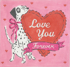 Kate Dickerson Needlepoint Collections Krissy Mast Love You Forever Dalmatian with Heart Needlepoint Canvas