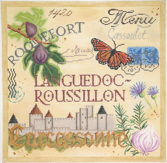 Kate Dickerson Needlepoint Collections Languedoc Roussillon Collage Needlepoint Canvas