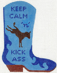 Kate Dickerson Needlepoint Collections Mini Cowboy Boot Keep Calm & Kick Ass Needlepoint Canvas