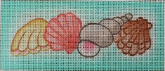 Kate Dickerson Needlepoint Collections Mixed Shells on Caribbean Blue Needlepoint Canvas