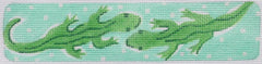 Kate Dickerson Needlepoint Collections Alligators & Polka Dots in Blues and Greens Belt Needlepoint Canvas