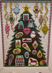 Kate Dickerson Needlepoint Collections Christmas Tree Advent Calendar Needlepoint Canvas Set with Background and 25 Ornaments