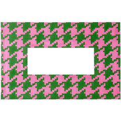 Kate Dickerson Needlepoint Collections Houndstooth with Monogram Space in Pink & Green Needlepoint Canvas