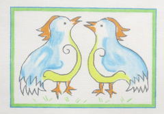 Kate Dickerson Needlepoint Collections Jilly Walsh Two Chatty Birds Needlepoint Canvas