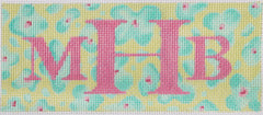 Kate Dickerson Needlepoint Collections Leopard Print in Key Lime Turquoise and Pink Insert Needlepoint Canvas - 6 x 2.5