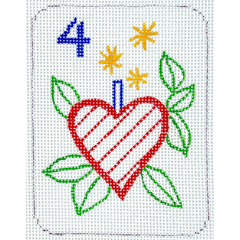 Kate Dickerson Needlepoint Collections Mini Mahjong Tile Heart with Leaves Needlepoint Canvas