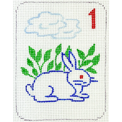 Kate Dickerson Needlepoint Collections Mini Mahjong Tile Rabbit Needlepoint Canvas