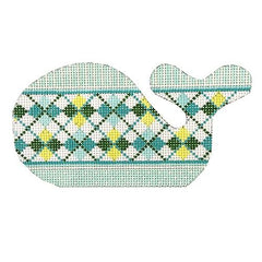 Kate Dickerson Needlepoint Collections Mini Whale Argyle in Turquoise and Green Needlepoint Canvas