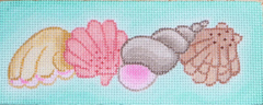 Kate Dickerson Needlepoint Collections Mixed Shells on Light Caribbean Blue Insert Needlepoint Canvas - 6 x 2.5