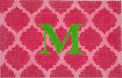 Kate Dickerson Needlepoint Collections Quatrefoils Insert in Watermelon on Pink Needlepoint Canvas - 3 x 4