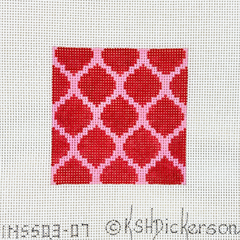 Kate Dickerson Needlepoint Collections Quatrefoils Inserts in Red on Pink Needlepoint Canvas - 3 Square