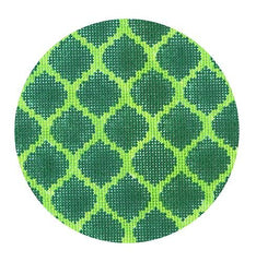 Kate Dickerson Needlepoint Collections Quatrefoils in Emerald on Lime Needlepoint Canvas