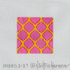 Kate Dickerson Needlepoint Collections Quatrefoils in Tangerine and Pink Needlepoint Canvas