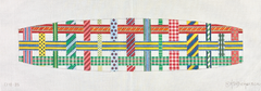 Kate Dickerson Needlepoint Collections Woven Ribbons Cummerbund in Bright Colors on White Needlepoint Canvas