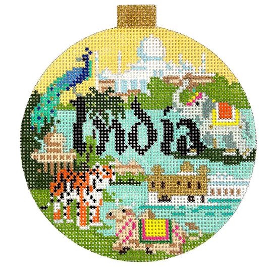 Bradley Needlepoint Company India Travel Round Needlepoint Canvas