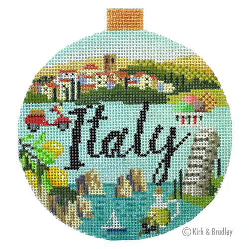 Kirk & Bradley Italy Travel Round Needlepoint Canvas