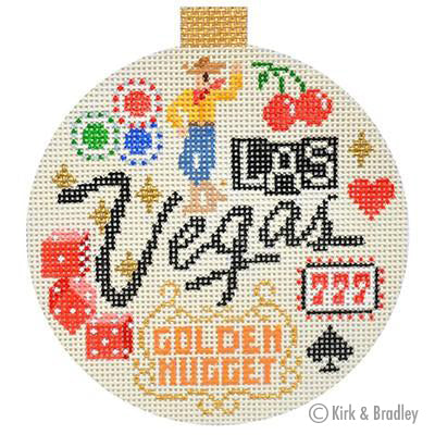 Kirk & Bradley Las Vegas Travel Round Needlepoint Canvas