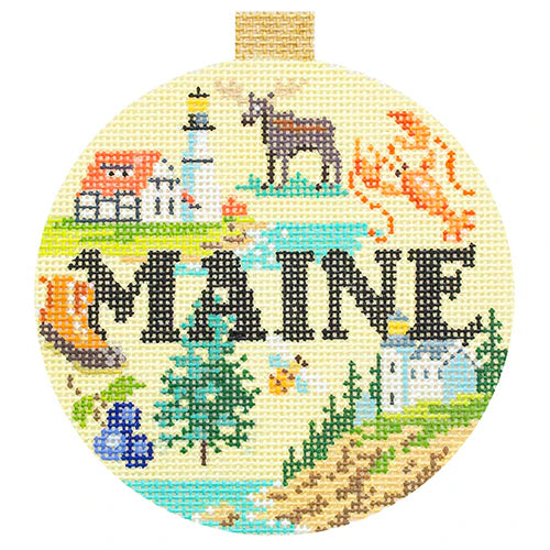 Bradley Needlepoint Company Maine Travel Round Needlepoint Canvas