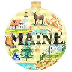 Bradley Needlepoint Company Maine Travel Round Needlepoint Canvas