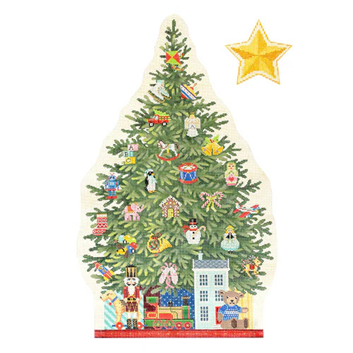Kirk & Bradley Merry Wishes Tree with Star Needlepoint Canvas