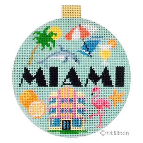 Kirk & Bradley Miami Travel Round Needlepoint Canvas