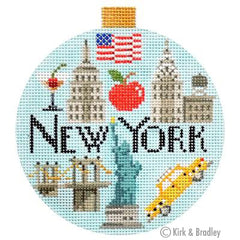Bradley Needlepoint Company New York Travel Round Needlepoint Canvas