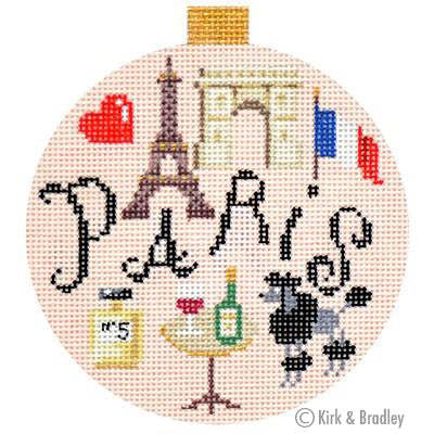 Bradley Needlepoint Company Paris Travel Round Needlepoint Canvas