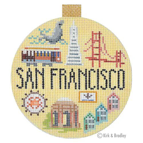 Kirk & Bradley San Francisco Travel Round Needlepoint Canvas