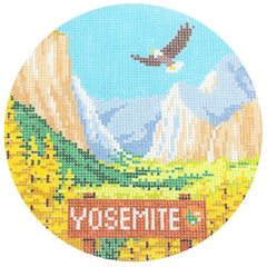 Bradley Needlepoint Company Explore America - Yosemite Travel Round Needlepoint Canvas