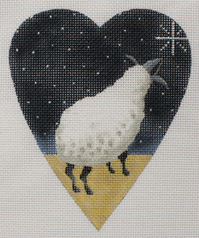 Kirk & Bradley Midnight Sheep Heart Needlepoint Canvas