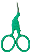 Kelmscott Designs Storklettes Embroidery Scissors - Green