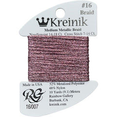 Rainbow Gallery Kreinik Medium Braid #16 - 0007 Pink