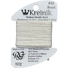 Rainbow Gallery Kreinik Medium Braid #16 - 0032 Pearl