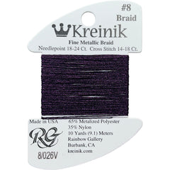 Rainbow Gallery Kreinik Fine Braid #8 - 0026V Vintage Amethyst