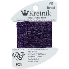 Rainbow Gallery Kreinik Fine Braid #8 - 0026 Amethyst