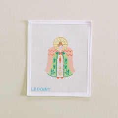 Le Point Studio Angel Needlepoint Canvas - Green & Coral