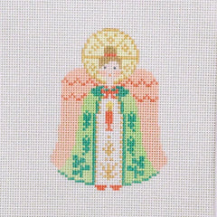 Le Point Studio Angel Needlepoint Canvas - Green & Coral