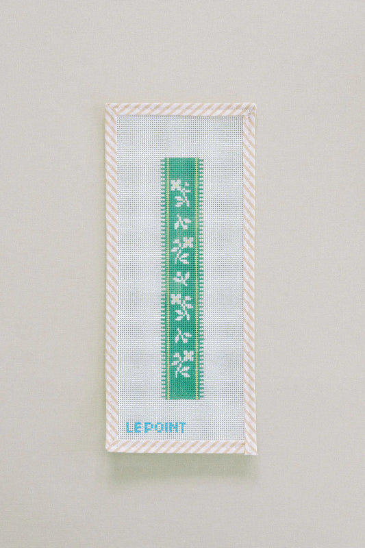 Le Point Studio French Ribbon Key Fob Needlepoint Canvas - Green