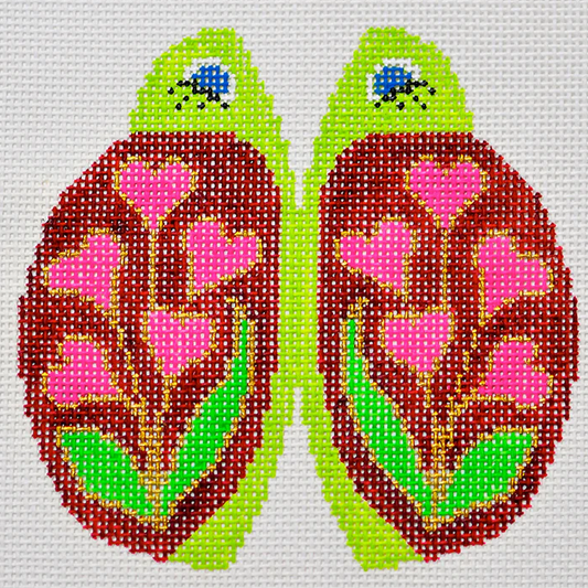 Lee's Needle Arts Heart Flower Petite Lady Bug Needlepoint Canvas