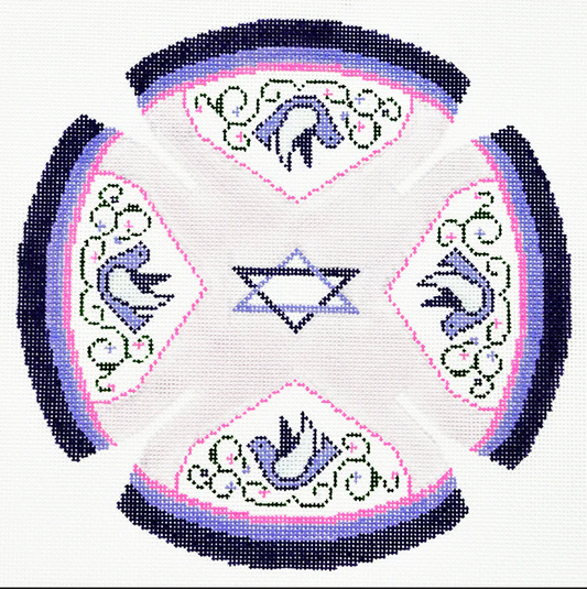 Lee's Needle Arts Purple Peace Doves Yarmulke Needlepoint Canvas