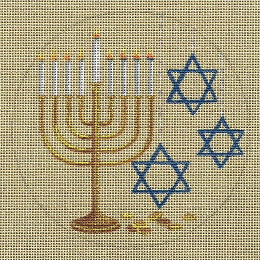 Leigh Designs Hannukah Round Needlepoint Canvas