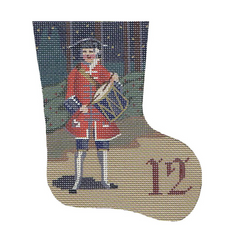 Liz Goodrick Dillon 12 Days of Christmas - 12 Drummers Drumming Mini Stocking Needlepoint Canvas