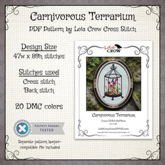 Lola Crow Carnivorous Terrarium Cross Stitch Pattern