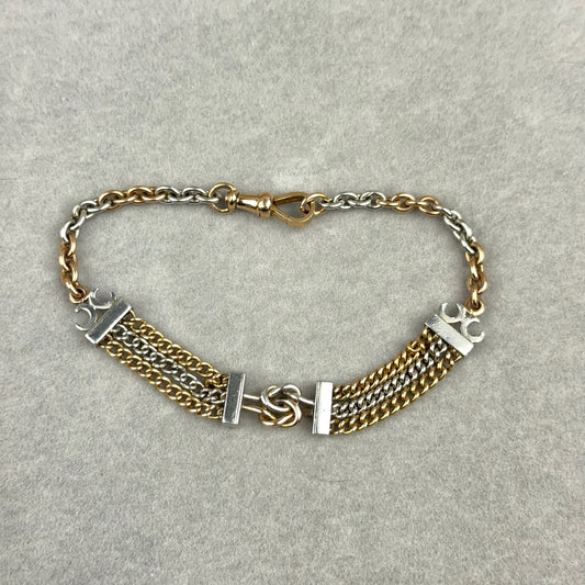 Love Knot Chain Bracelet in Platinum and 14k Rose Gold