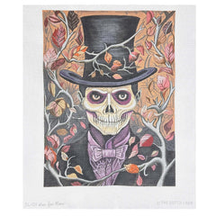 Love You More The Dutch Lady Top Hat Skeleton Needlepoint Canvas