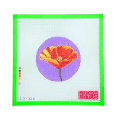 Lucky Lotus Needlepoint Flowers of the 50 States - California Poppy Needlepoint Canvas